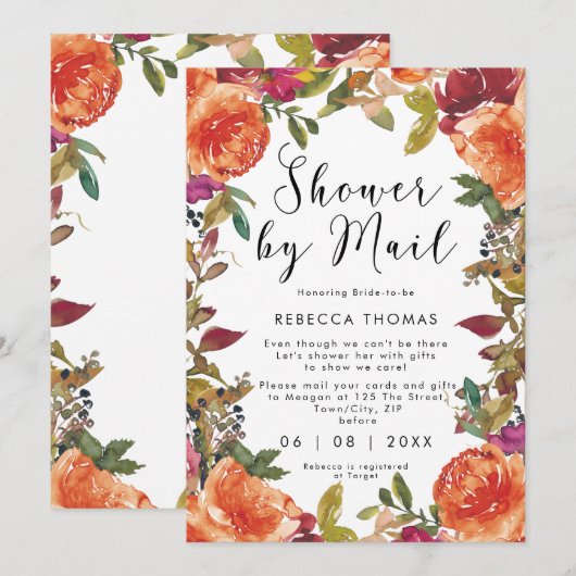 douche per post herfst floral virtual vrijgezellen kaart (Voorkant / Achterkant)