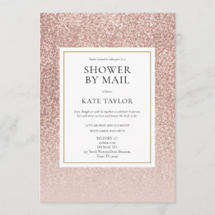 Douche per post lange afstand roze goud glitters kaart