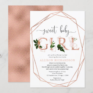 Douche per post lieve baby meisje roos gouden groe kaart
