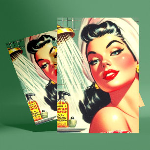 douche Pin Up Briefkaart