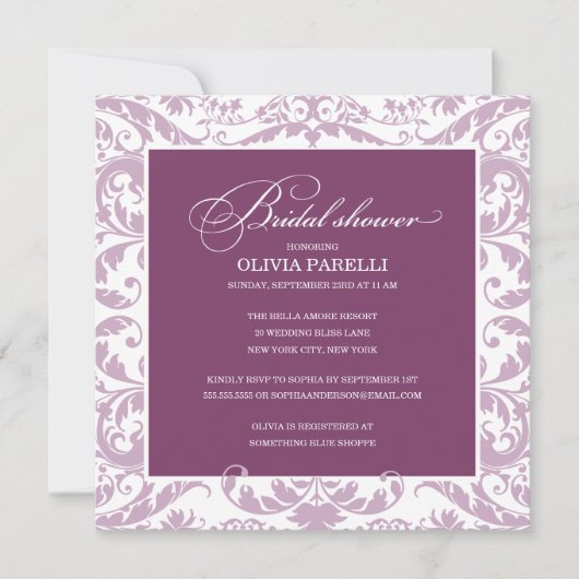 DOUCHE PLUM & LILAC| INVITATION FÊTE DE L'MARIÉE (Devant)