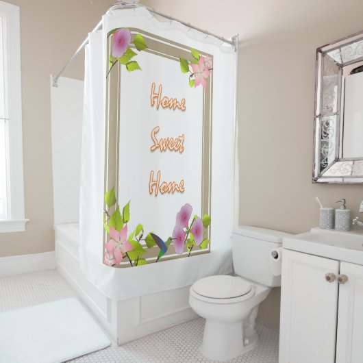 Douche rideau Accueil Sweet Home Floral (En situation)