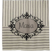 Douche rideau bande Beige Noir (Devant)