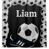 Douche rideau boules de football noir (Devant)