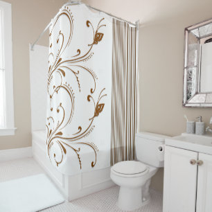 Douche rideau Brown floral bande