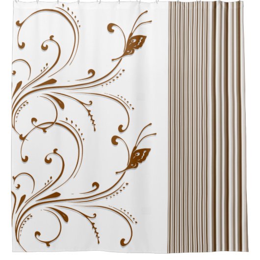 Douche rideau Brown floral bande (Devant)