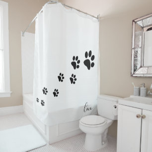 Douche Rideau Chat Chien Empreintes de pattes