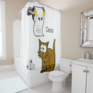 Douche Rideau Chat Toilette Papier
