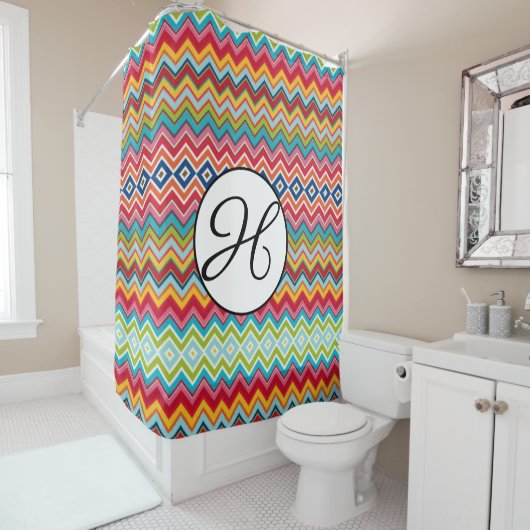 Douche rideau Couleurs Chevron (En situation)
