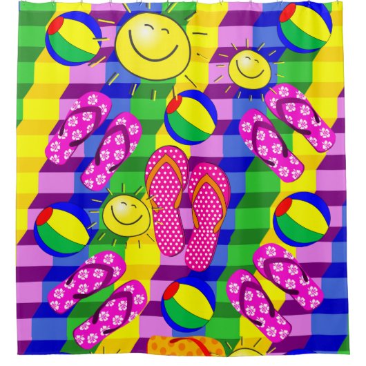 Douche Rideau de plage Maison Sun Flip Flops (Devant)