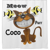 Douche Rideau Empreintes de pattes Chat Poisson Me (Devant)