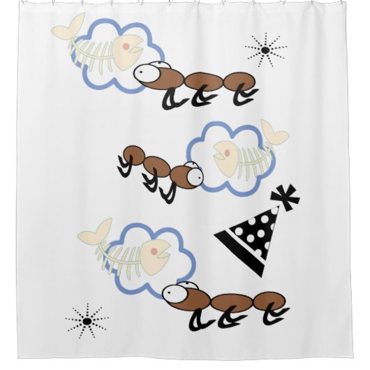 Douche rideau Fourmis Nuages Poisson (Devant)