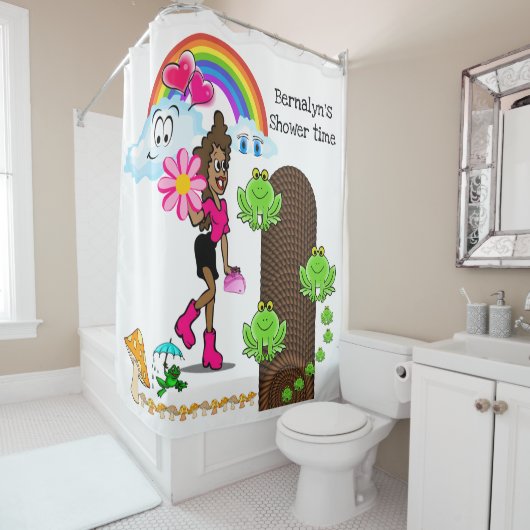 Douche Rideau Grenouille champignon, Arc-en-ciel F (En situation)