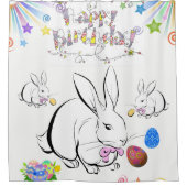 Douche rideau heureux Anniversaire Rabbit (Devant)
