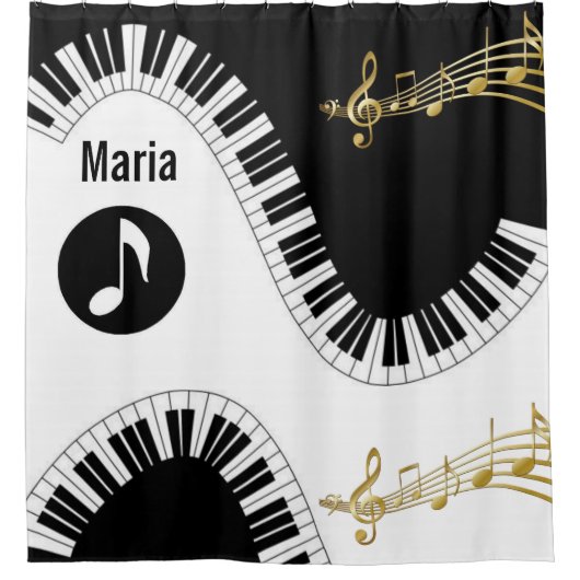 Douche rideau musique notes Piano (Devant)