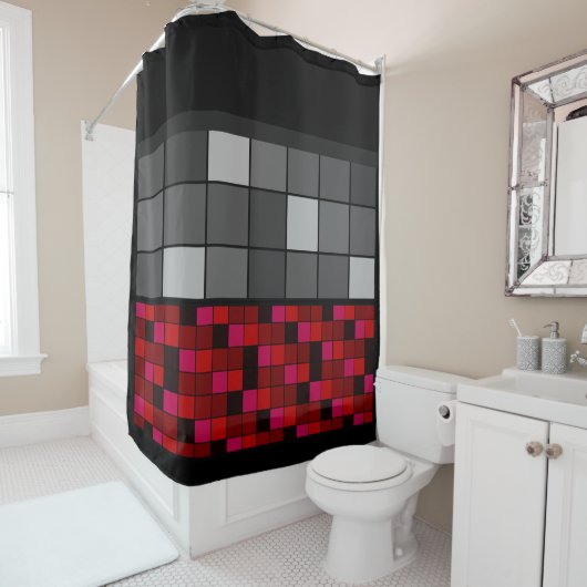 Douche rideau patchwork Abstrait quilt r (En situation)