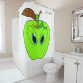 Douche rideau Pomme verte ver (En situation)