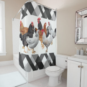 Douche rideau poulet noir gris