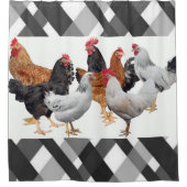 Douche rideau poulet noir gris (Devant)