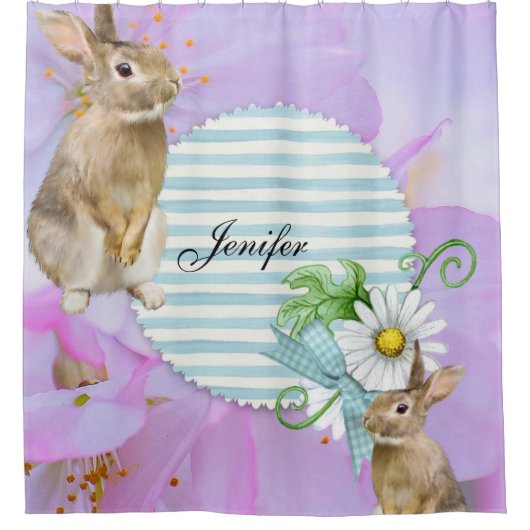 Douche rideau Rabbit floral bande (Devant)