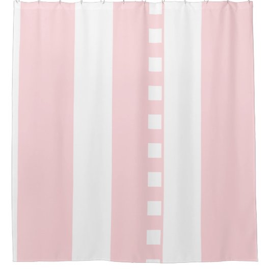 Douche rideau rayé rose et blanc (Devant)