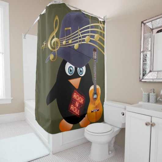 Douche rideau Rocher Penguin n Rouleau Guitare (En situation)