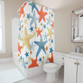 Douche rideau Starfish Seashell plage Motif (En situation)