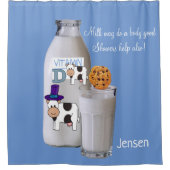 Douche rideau Vache Lait Bleu Vitamine D (Devant)