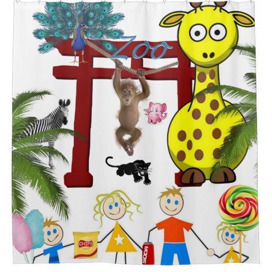 Douche rideau Zoo Giraffe Peacock Singe (Devant)