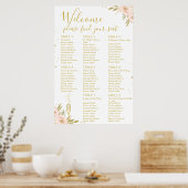 Douche rose or Floral nuptiale siège Poster (Cuisine)
