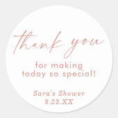 Douche rose pâle Faveur | Sticker Merci Boho (Devant)