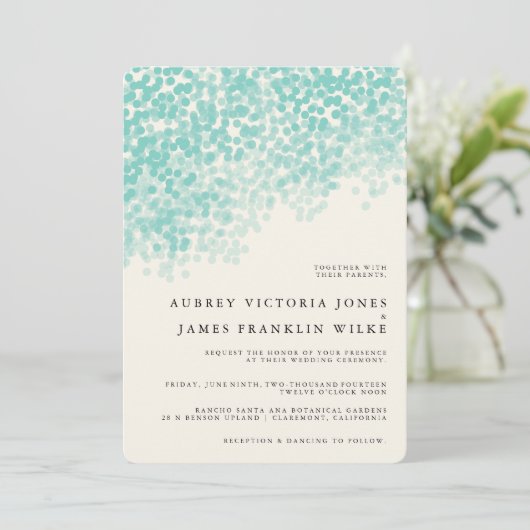 Douche turquoise | Invitations de mariage rustique (Debout devant)