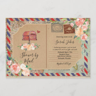 Douche vintage carte postale par Baby shower posta