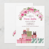 Douchecadeaus en bloemen uitnodiging (Voorkant / Achterkant)