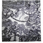 Douchegordijn - 058 - Bird and Chaos B&W (Voorkant)