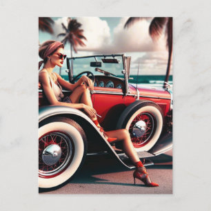 Douchegordijn Klassieke auto Briefkaart