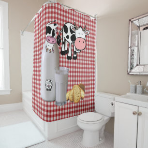 Douchegordijn Land Koe Rood Plaid Broodmelk