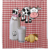 Douchegordijn Land Koe Rood Plaid Broodmelk (Voorkant)