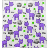 Douchegordijn Paarse katten (Voorkant)