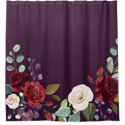 Douchegordijn Plum Paarse Rozen Goud Geometrische (Voorkant)