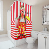 Douchegordijn Rood Wit Popcorn Clown Streep (In situ)