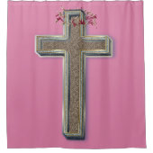 Douchegordijn roze achtergrond (Voorkant)