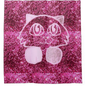 Douchegordijn Roze Glitter Kat (Voorkant)