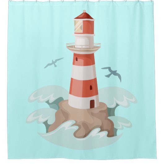 Douchegordijn/Vuurtoren Douchegordijn (Voorkant)