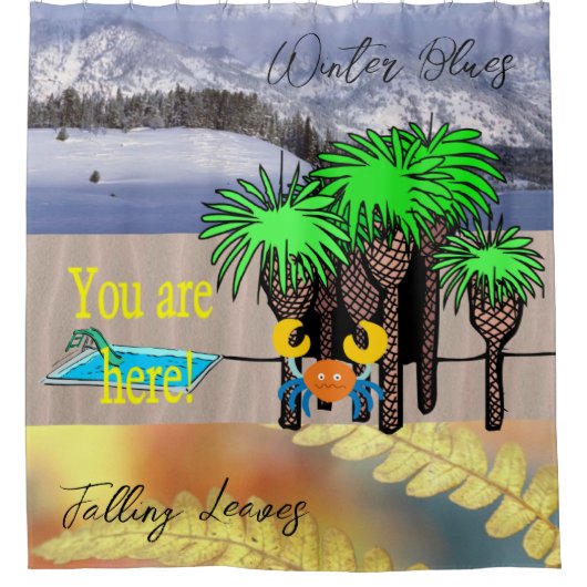 Douchegordijn Zomerwinter Herfst U bent hier! (Voorkant)