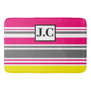 Douchemat op maat - Strandhut Strepen Hot Pink Badmat