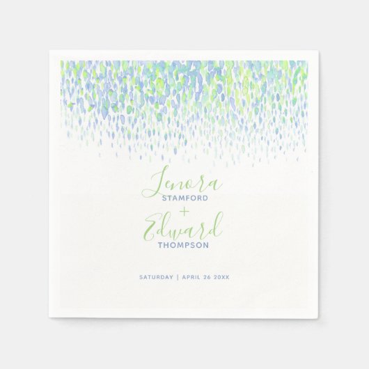 Douchen cascade groene blauwe kunst bruiloft servet (Voorkant)