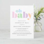 Douchen per post | Oh Baby Pastel Minimal Modern Kaart (Staand voorkant)