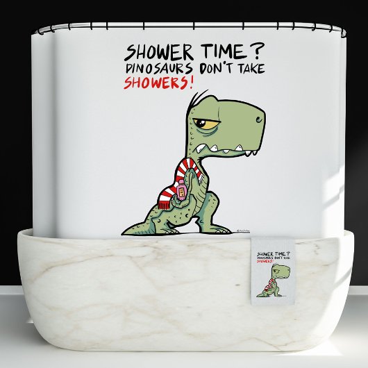 Douchetijd? Grappige handdoek T-Rex dinosaurus Car Douchegordijn