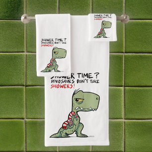Douchetijd? Grappige T-Rex Dinosaurus Cartoon Bad Handdoek
